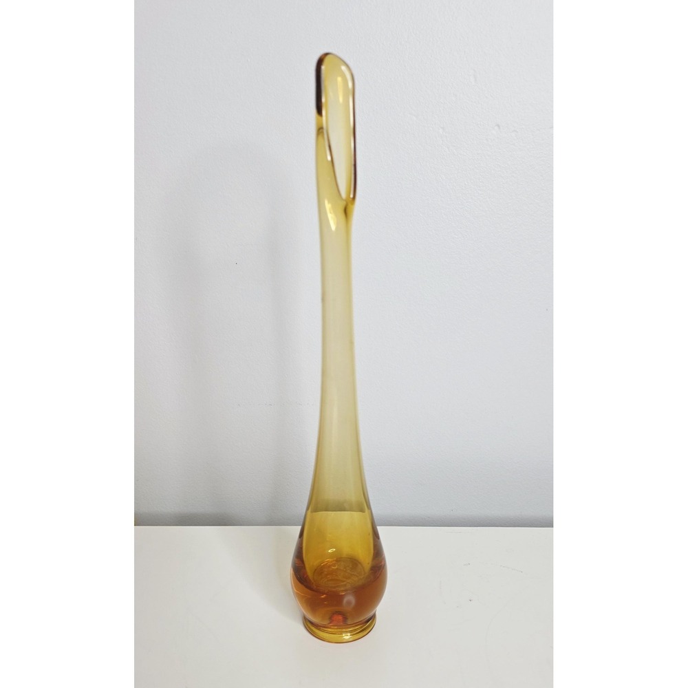 Vintage Viking Amber Glass Swung Bud Vase